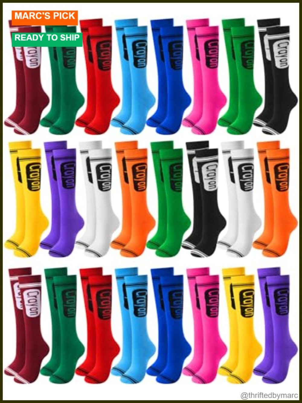 Crayon Knee High Socks Women Halloween Novelty Tube Socks